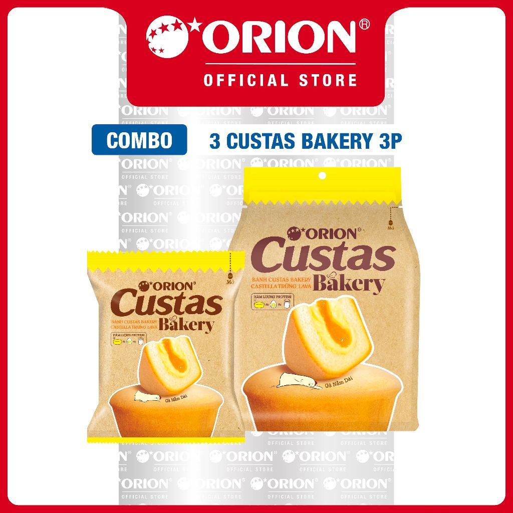 [LIVESTREAM] Combo 3 Túi Bánh Custas Bakery Castella Trứng Lava (3 Gói/Túi)