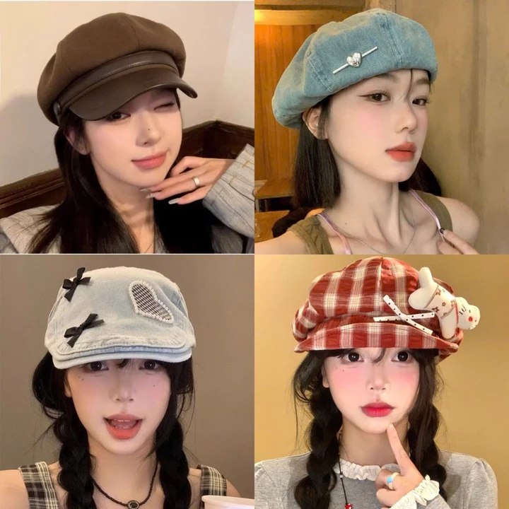 Mũ nồi mũ Beret Phong Cách retro Nhật Bản Thanh Lịch