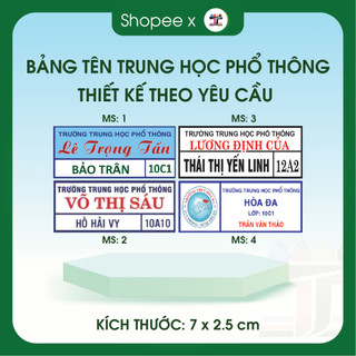 Phù hiệu bảng tên học sinh Trung Học Phổ Thông, bảng tên Cấp 3. Bảng tên in UV ủi là dính kt 2.5x7cm