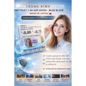 Tròng kính chính hãng Onetrust 1.60 chiết suất mỏng - (Độ Cận)
