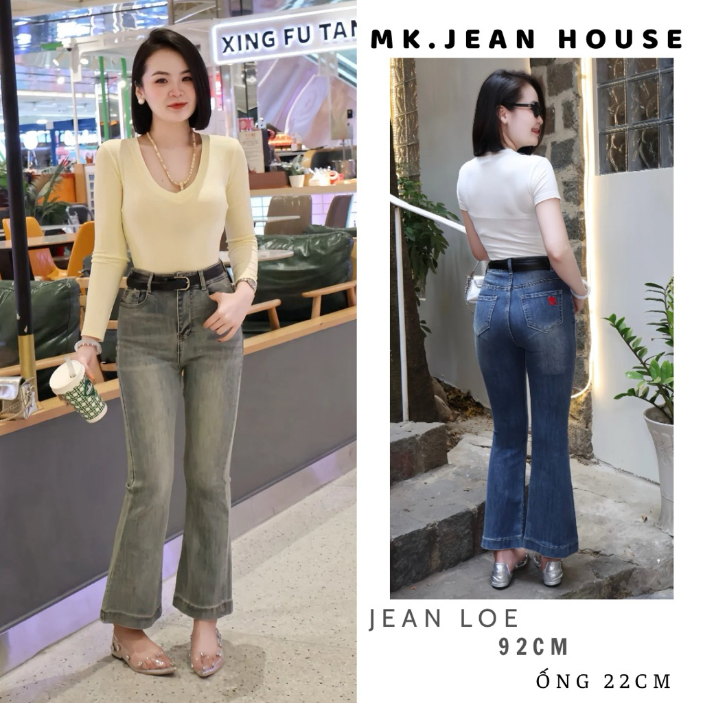 (92cm) Quần Jean (bò) Ôm Loe Lỡ Thêu Tim ,Tôn Dáng Dài Đủ size ( S M L ) Vải Co Giãn Mềm Mịn ( L01 - quần loe lỡ)