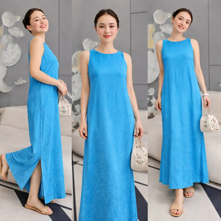 Váy suông nữ dáng dài  sang chảnh, Váy sát nách suông tiểu thư,Đầm đi biển, dạo phố 2 dây cho nữ chất lụa VD03- BIATON