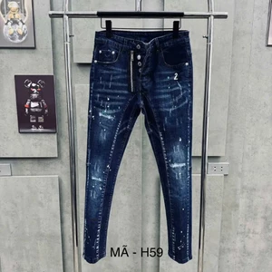 Combo quần jeans nam xanh đen khóa lệch có số