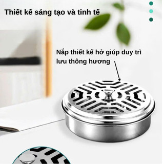 Khay Đốt Nhang Muỗi Inox Có Nắp Hộp Đựng Nhang Muỗi Kèm Giá Đỡ Chống Cháy Gọn Gàng Tiện Lợi