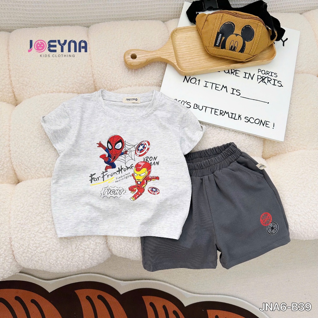 Set bộ cộc Joeyna B39 iron man cho bé 8-24kg