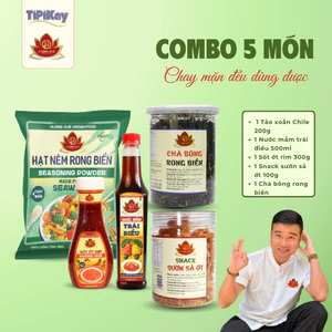 Combo 1 Nước Mắm Trái Điều+ 1 Sốt Ớt Rim + 1 Hạt Nêm 450g + 1 Sườn Sả Ớt+ 1 Chà Bông Rong Biển 70g