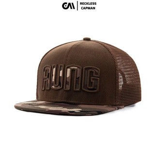 RECKLESS CAPMAN Mũ Snapback Aung Brown Camo Wash Vải Kaki Freesize Nón Lưỡi Trai Phong Cách Hiphop