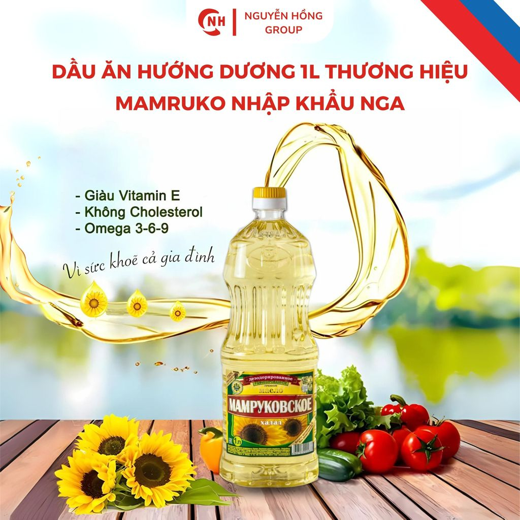 Dầu hướng dương Mamruko của Nga - Dầu ăn chiết xuất từ ​​hạt hướng dương