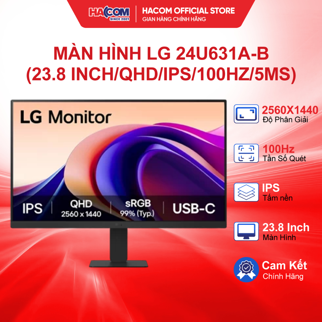 Màn Hình LG 24U631A-B (23.8 inch/QHD/IPS/100Hz/5ms/USB-C 15W) - BH 24 Tháng HACOM PC | BigBuy360 - bigbuy360.vn