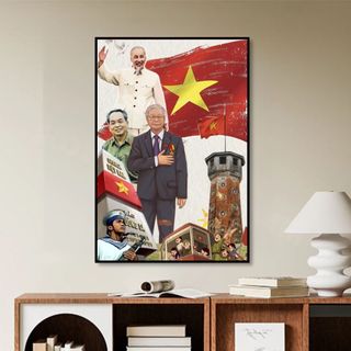 "Tranh Canvas Treo Tường Hình Bác Hồ, Giải Phóng Miền Nam  BH249 - Tranh Trang Trí 30/4, 1/5 Cho Quán Cafe, Homestay