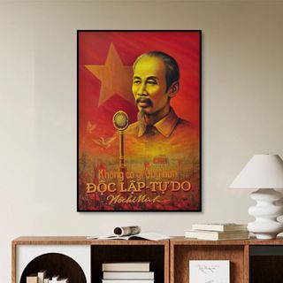"Tranh Canvas Treo Tường Hình Bác Hồ, Giải Phóng Miền Nam  BH249 - Tranh Trang Trí 30/4, 1/5 Cho Quán Cafe, Homestay