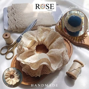 Dây buộc tóc Scrunchies ren 4 tầng 12 & 15cm Rose handmade store