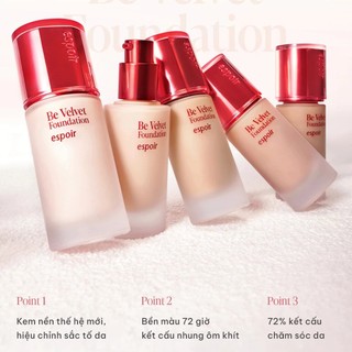 Kem Nền Espoir Be Velvet Foundation Che Phủ Tốt, Bền Màu SPF22 PA++ 30g - Nhập Khẩu Chính Hãng