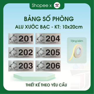Bảng số phòng chất liệu alu bạc xước,  biển đánh số thứ tự chống nước, khách sạn, nhà nghỉ, phòng trọ, nhà hàng.