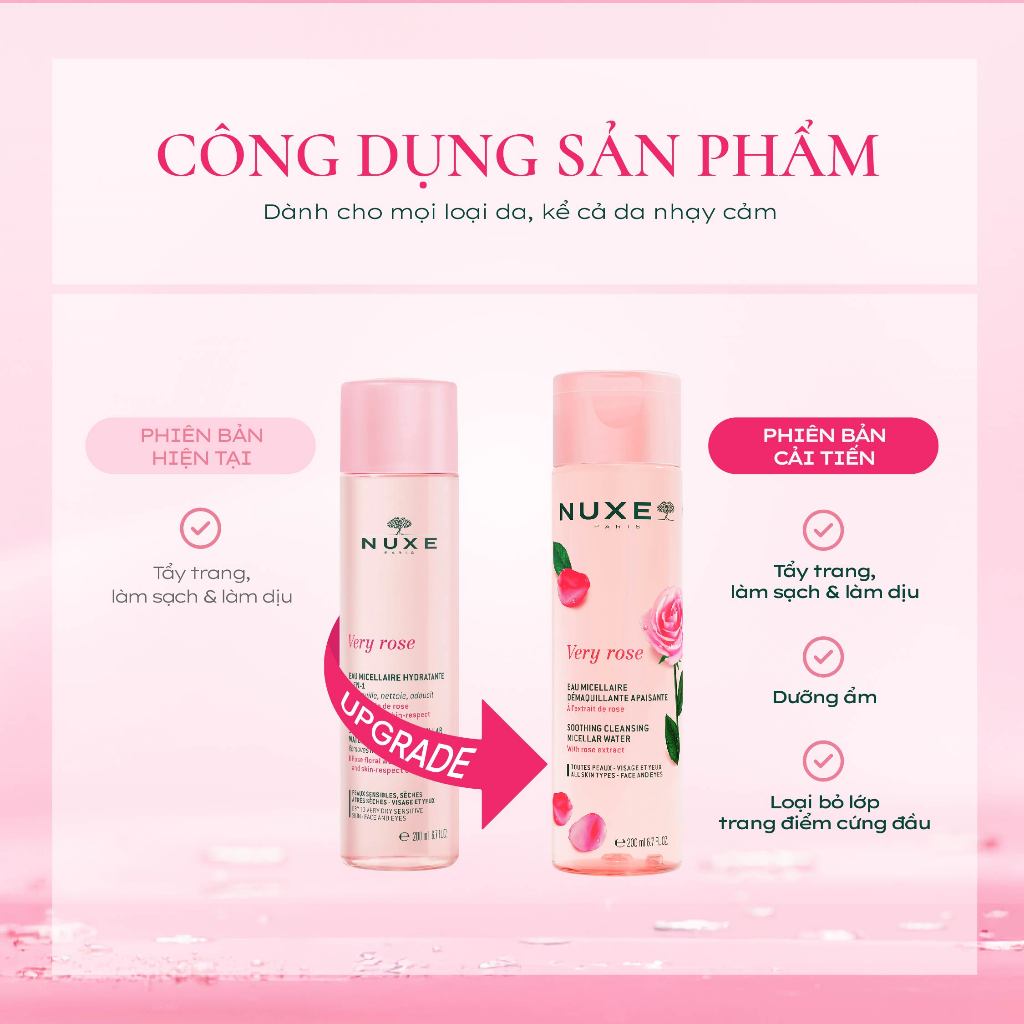 Nước tẩy trang Micellar 3 trong 1 chiết xuất hoa hồng Nuxe Very Rose 100ml [ Quà tặng không bán ]