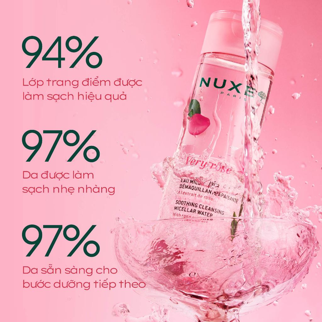 Nước tẩy trang Micellar 3 trong 1 chiết xuất hoa hồng Nuxe Very Rose 100ml [ Quà tặng không bán ]