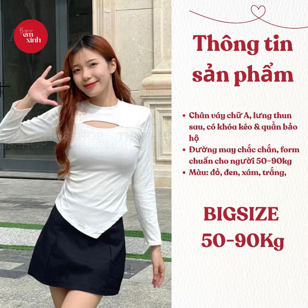 Chân váy chữ A lưng thun khóa kéo Bs046 có quần bảo hộ thời trang nữ - Em Xinh Bigsize