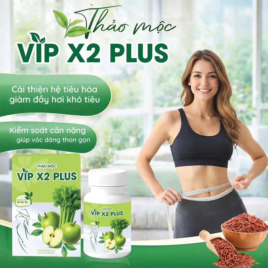 Thảo mộc giảm cân cấp tốc VIP X2 PLUS chiết xuất thảo mộc, giúp giảm cân an toàn, sáng da đẹp dáng