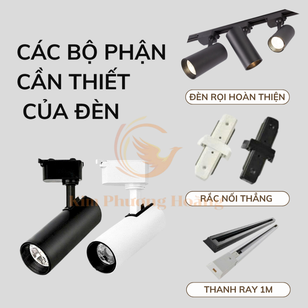 Combo 3 Đèn Led Rọi Ray Ống Bơ + 1 Thanh Ray 1m, Đèn Rọi Ống Bơ Trang Trí Shop, Cửa Hàng