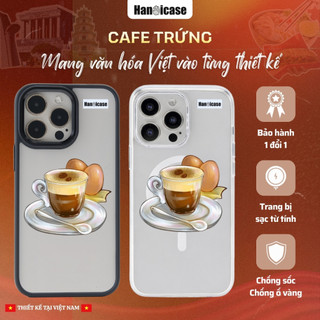 Ốp Lưng Điện Thoại Cho iPhone 12 13 14 15 16 17 Chống Sốc Chống Bẩn, Ố Vàng Hình In Cafe Trứng
