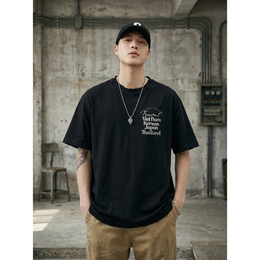 Áo thun Nam form rộng- Chất liệu 95%cotton - định lượng 250gsm