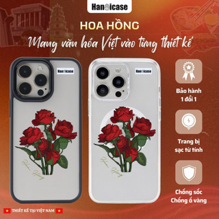 Ốp Lưng Điện Thoại Cho iPhone 12 13 14 15 16 17 Trong Suốt Chống Sốc, Ố Vàng Hình In Hoa Hồng