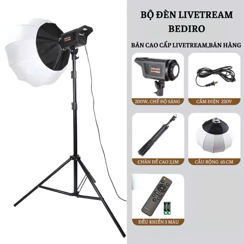 Đèn livestream Bộ đèn softbox cầu kèm chân cao cấp 2m8 - Đèn studio livestream bán hàng chuyên nghiệp