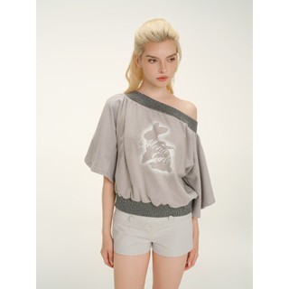 Áo thun nữ MONÁ Áo tay lửng trễ vai form rộng in hình thỏ - ASHY Top
