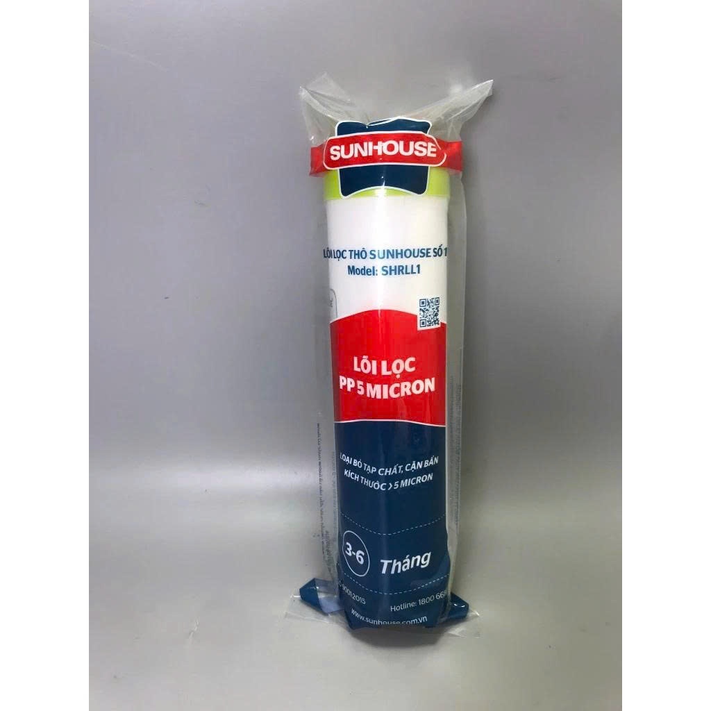 Lõi lọc số 1 Sunhouse lõi PP 5 micron, loại bỏ cặn bẩn kích thước lớn hơn hoặc bằng 5 micron