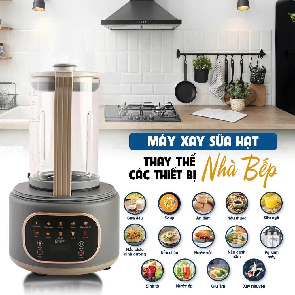 Máy Làm Sữa Hạt Engler EGL252A 1.5L Đa Năng, 10 Chế Độ Xay Nấu, Chống Ồn, Lưỡi Dao Inox 304