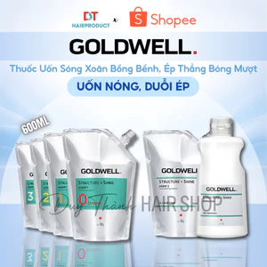 Thuốc Uốn Nóng, Ép Duỗi Tóc GOLDWELL Chính Hãng 400g – Uốn Sóng Xoăn Bồng Bềnh, Ép Thẳng Bóng Mượt.