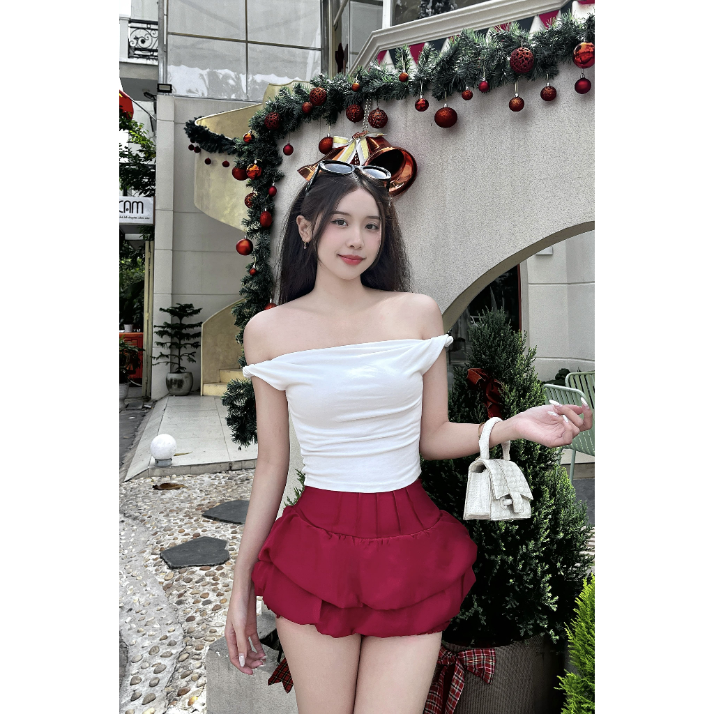 Quần Giả Váy Bí Phồng Xếp Tầng Lưng Bo Chun Co Giãn Hot Trend