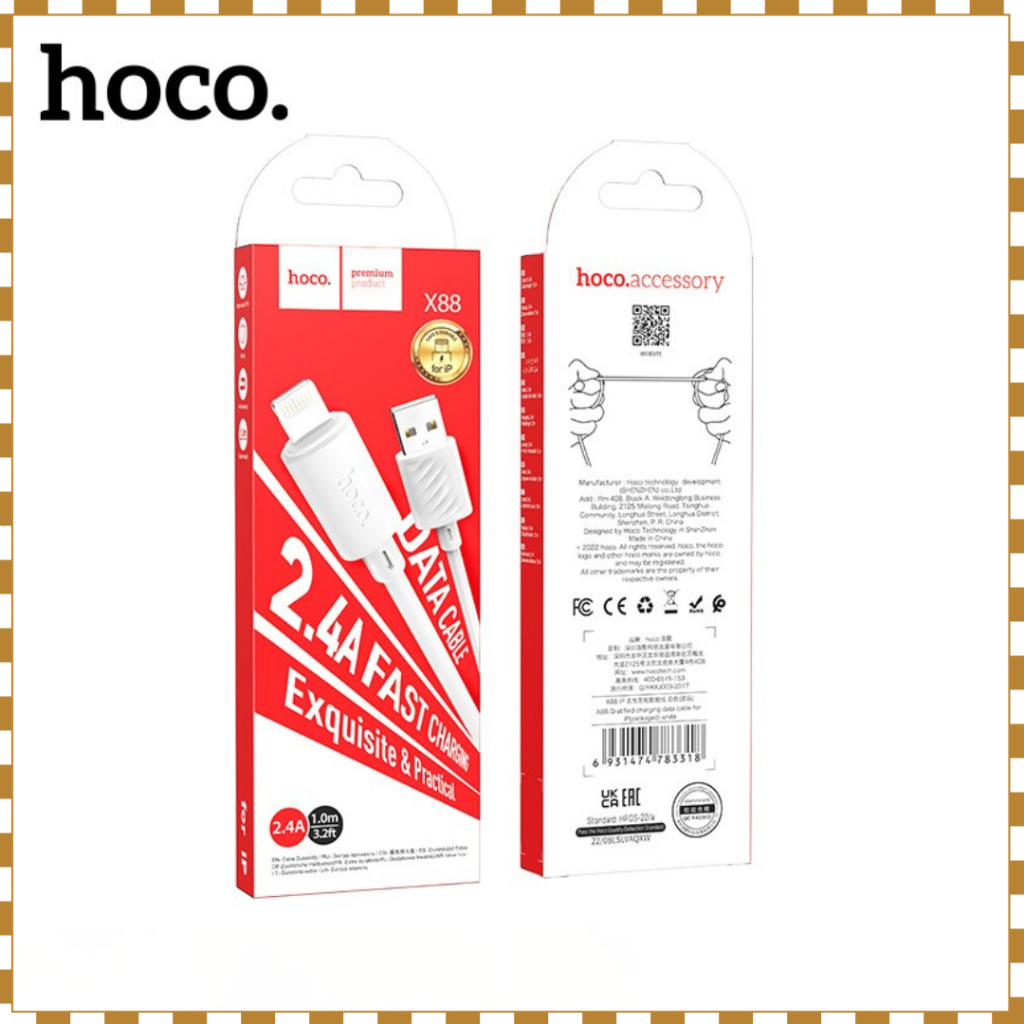Cáp Sạc Hoco X88 1m Sạc Nhanh 2.4A Cổng 8 Chân Dùng Cho Điện Thoại Máy Tính Bảng Pin Dự Phòng
