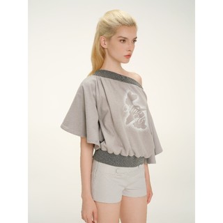 Áo thun nữ MONÁ Áo tay lửng trễ vai form rộng in hình thỏ - ASHY Top