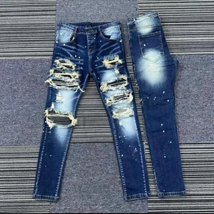 QUẦN Jeans NAM XANH VÁ DA ĐẬM HAI