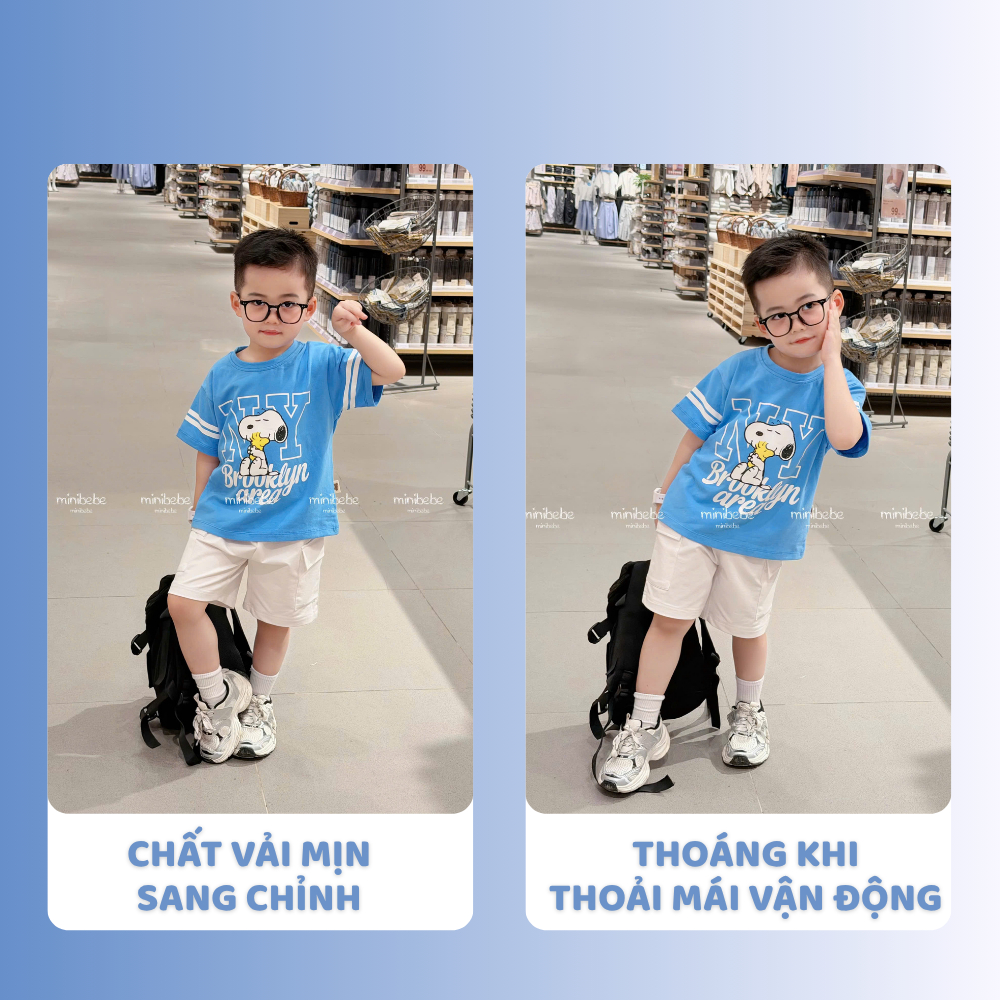 [À ƠI SHOP] A12- bộ cộc áo xanh chó snoppy ny - a117.1797
