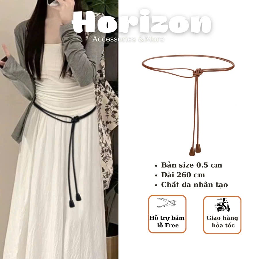Đai váy da D lớp thắt lưng da cho váy, dây nịt váy áo đầm Horizon belt da váy áo thời trang nữ phối blaze