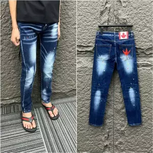quần bò nam xanh lá đổ thêu sau mông bốn cúc