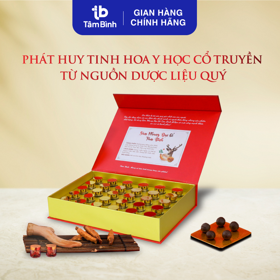Sâm Nhung Đại Bổ Tâm Bình (hộp 30 viên) hỗ trợ bồi bổ sức khỏe từ hồng sâm, nhung hươu, đông trùng hạ thảo