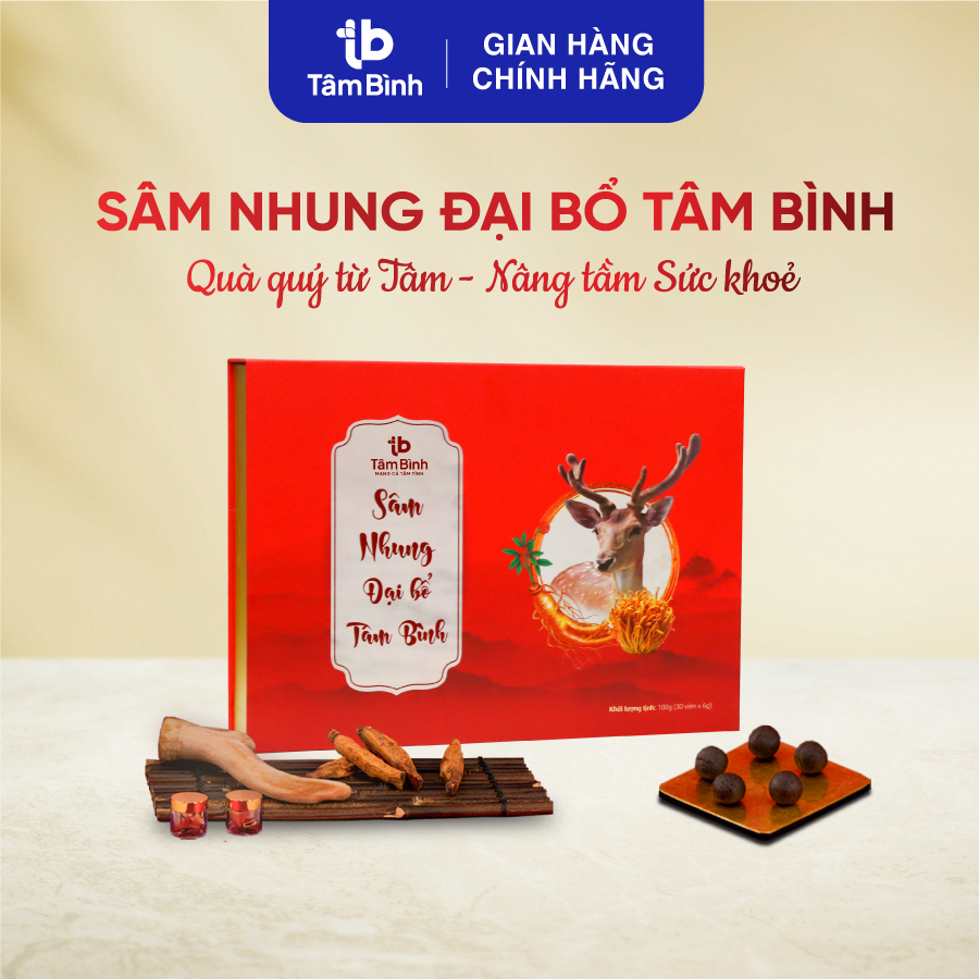 Sâm Nhung Đại Bổ Tâm Bình (hộp 30 viên) hỗ trợ bồi bổ sức khỏe từ hồng sâm, nhung hươu, đông trùng hạ thảo