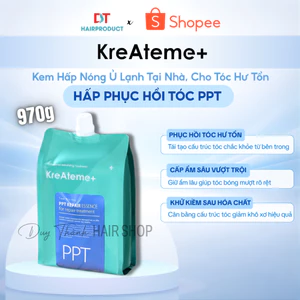 Hấp Phục Hồi, Khử Kiềm Chính Hãng PPT KreAteme+ 970g - Kem Hấp Nóng Ủ Lạnh Tại Nhà, Cho Tóc Hư Tổn.