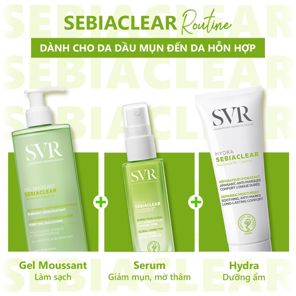 [HB GIFT 3] Gel rửa mặt cho da dầu mụn, không chứa xà phòng SVR Sebiaclear Gel Moussant 55ML