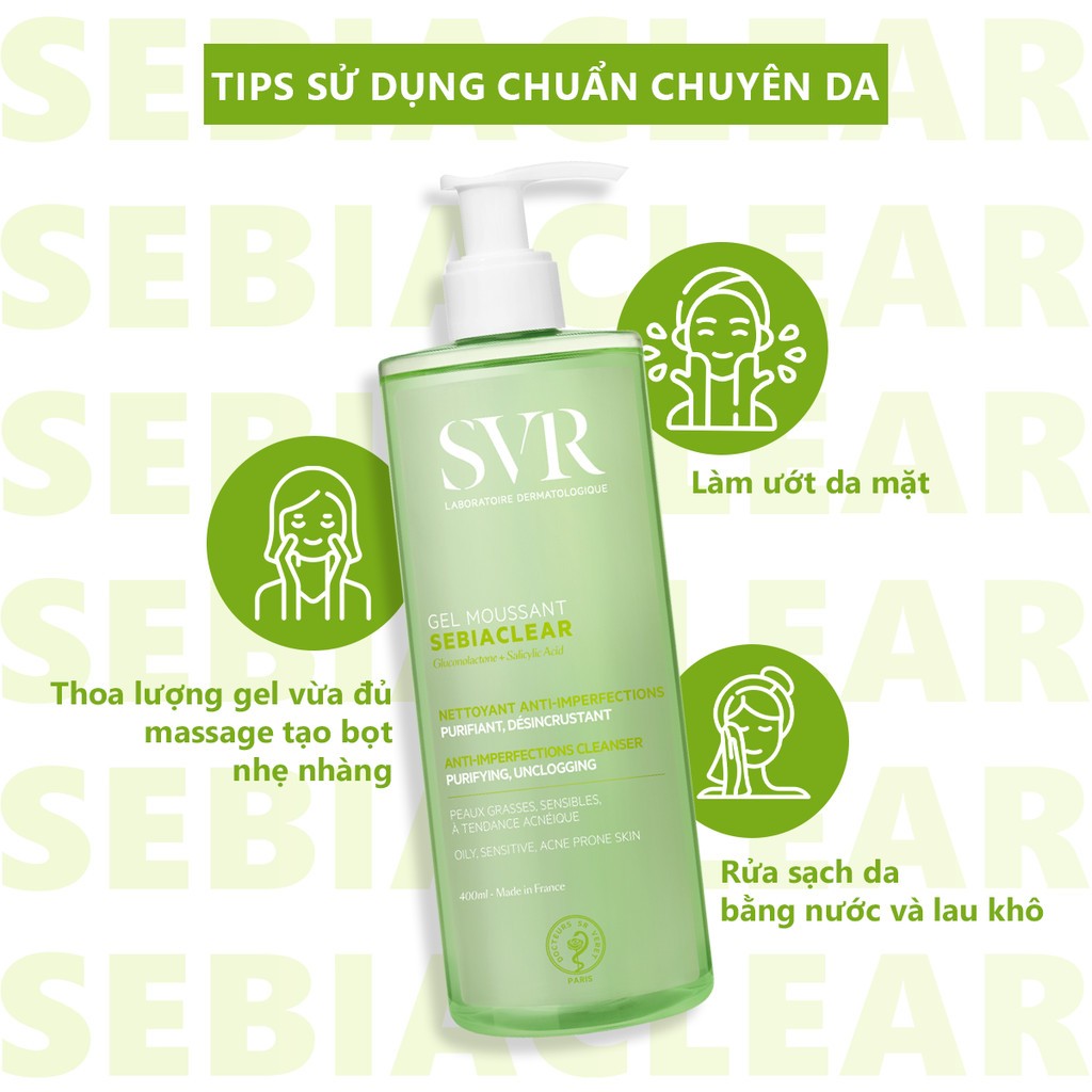 [HB GIFT 3] Gel rửa mặt cho da dầu mụn, không chứa xà phòng SVR Sebiaclear Gel Moussant 55ML