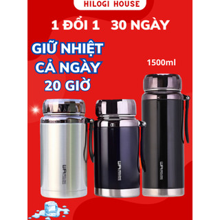 [TẶNG TÚI] Bình giữ nhiệt 1500ml inox 304 HiLOGI, bình inox giữ lạnh hơn 24 giờ,nóng hơn 12 giờ, khay lọc inox