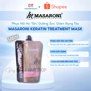 Kem Ủ Tóc Phục Hồi Hư Tổn MASARONI Keratin Treatment 500ml - Dưỡng Ẩm, Mềm Mượt, Giảm Đứt Gãy Tóc.