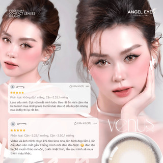 Lens nâu tây độ cận 0-6 Venus hiệu Angel Eyes chất liệu Silicone Hydrogel, kính áp tròng cho mắt thở đường kính 14.0mm