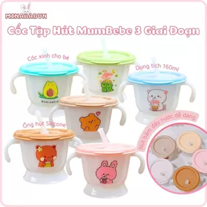 Cốc tập uống nước Mumbebe 3 giai đoạn, Cốc tập hút 3 giai đoạn Mumbebe chống sặc an toàn nhiều hình đáng yêu
