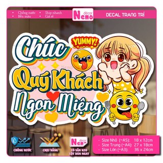 Decal Trang Trí Ăn Vặt Mại Dô, Tranh Dán Quán Ăn, Quán Nước, Dán Tường, Tủ, Kính, Xe Đẩy - Sticker Chịu Được Mưa Nắng.