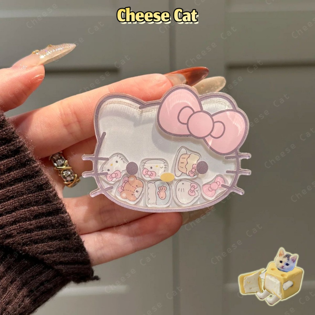 Giá đỡ điện thoại Kitty màu hồng dễ thương lắc giá đỡ điện thoại giải nén hai lớp Dính