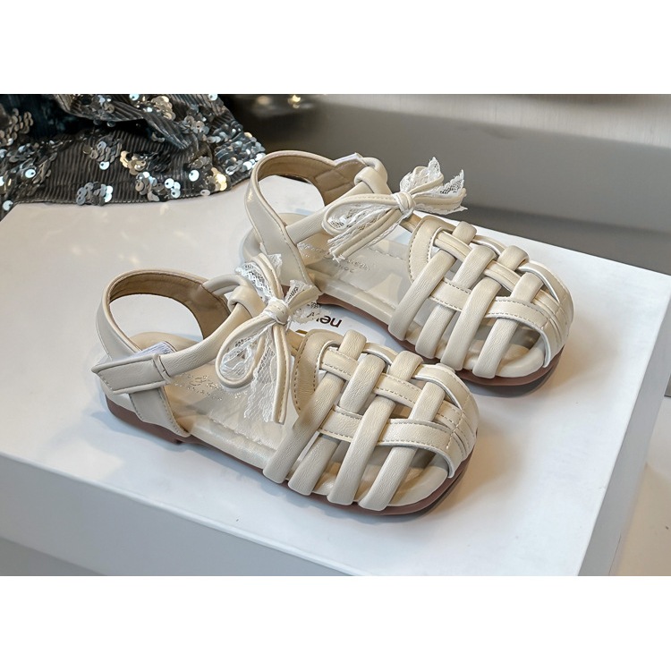 [M192] Giày Sandals Bé Gái Quai Đan Vintage, Dép Rọ Trẻ Em Đính Nơ Ren Phong Cách Hàn Quốc Cao Cấp Size 23-34 TH Kids
